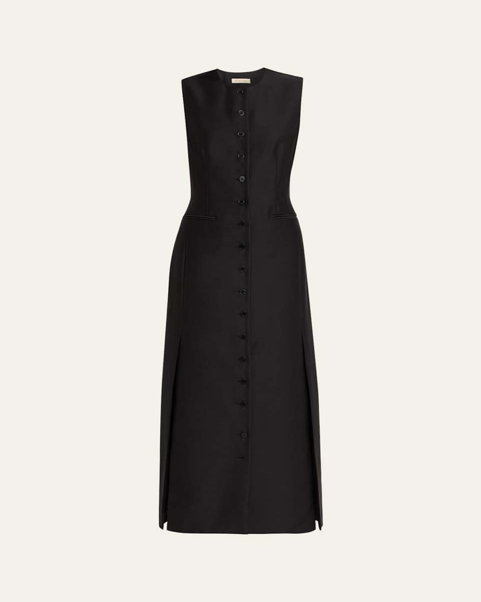 Paulina Button-Front Sleeveless Maxi Dress